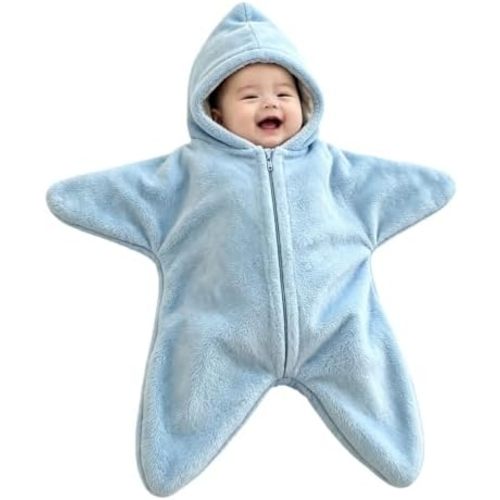 Baby Starfish Onesie Fleece Hooded Wearable Blanket Infant Star Costume