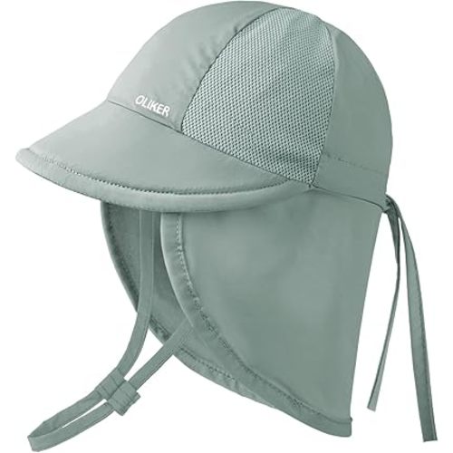 Baby Sun Hat with Breathable Mesh, Neck Flap Infant Unisex Boys Girls Toddler UV Protection Summer Beach Swim