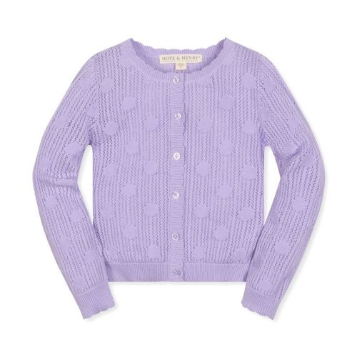 Hope & Henry Girls' Scallop Edge Mesh Dot Cardigan, Infant, 6-12 Months