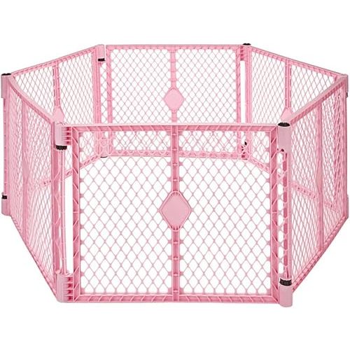 Toddleroo by North States - Superyard Baby Play Yard: Freestanding 6 Panel Baby Playpen - Indoor or Outdoor Use - Made in USA - Encloses Up to 18.5 Square Feet - 26 Inches Tall - Pink