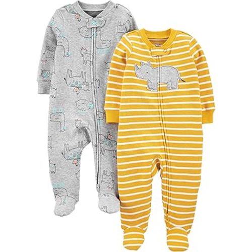Simple Joys by Carter's baby-boys 2-way Zip Thermal Footed Sleep and Play, Pack of 2