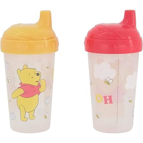 Toddler Sippy Cups for Girls/Boys | 10 Ounce Winnie The Pooh Sippy Cup Pack of Two with Straw and Lid | Durable Blue Leak Proof Travel Water Bottle for Toddlers