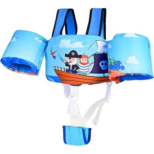 Toddler Swim Vest, Toddler Floaties for 22-66 lbs Boys & Girls, Kids Puddle Jumper Removable with Crotch Strap & Shoulder Harness Arm Wings for 1 2 3 4 5 6 7 Years Old Baby Children Sea Beach Pool
