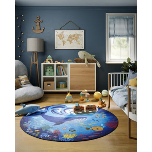 PlayGround rugs by Momeni Momeni Playground Ocean Blue Kid Rug Round & Reviews | Wayfair