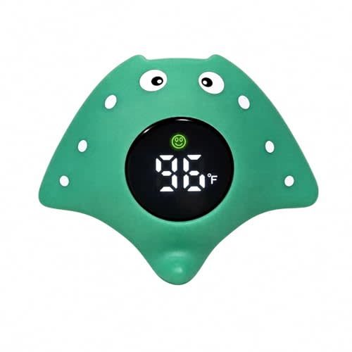 Baby Bath Thermometer, Manta Ray Won't Flip Over, 3-Icon Alert, Auto On/Off | Floating Digital Bathtub Water Thermometer for Newborn Infant Toddler, IP67 Waterproof, BPA-Free ABS, °F/°C, Battery Included