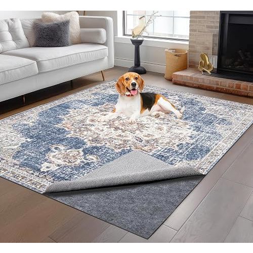 Non-Slip Rug Pads 8 x 10 ft, 100% Waterproof Extra Large Area Rugs Non Skid Rug Pad for All Floors and Finishes Durable Hardwood Floor Protective Felt Keeps Rugs in Place, Safe and Secure
