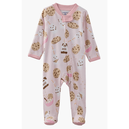Scout One-Piece Organic Cotton Pajamas-Pink Milk N Cookie Crew (3-6 months)