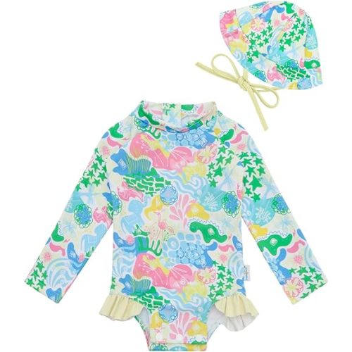 babygoal Baby Girls Long Sleeve One Piece Rash Guard Swimsuit with Zipper, UPF 50+ Sun Protection