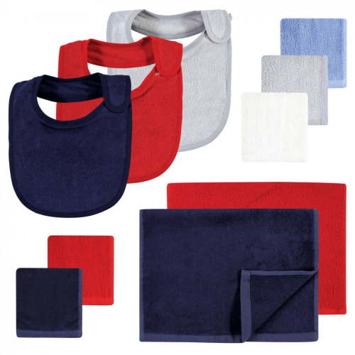 Hudson Baby Boy Washable Soft Baby Bib, Blue 10 Pack
