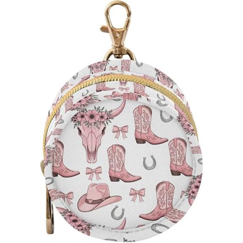 Western Cowgirl Boots Hat White Pattern Pacifier Holder Case with Clip Portable Pacifier Storage Cover for Boys Girls