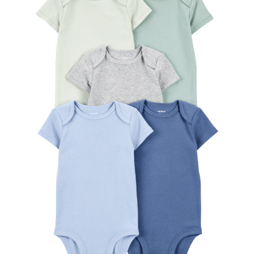Multi Baby Boy 5-Pack Solid Short-Sleeve Cotton Bodysuits | Carter’s Oshkosh Canada