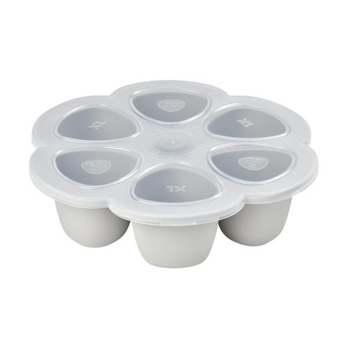 BEABA Multiportions Premium Quality Silicone Baby Food Storage Container, Baby Food Freezer Tray with Clip-On Lid, Oven and Freezer Safe, Made in Italy, Cloud, 5 oz