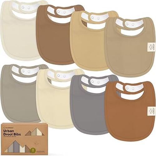 KeaBabies 8-Pack Organic Baby Bibs for Drooling and Teething (Terracotta) | Soft Cotton Bibs for Baby Girl, Boy, Extra Absorbent, Easy to Clean & Put On, Toddler, Newborn, Infant 0-24 Months