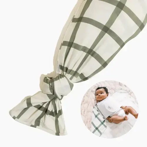 Sage Windowpane Baby Swaddle II | Stretch Swaddle Blanket – Freshly Picked