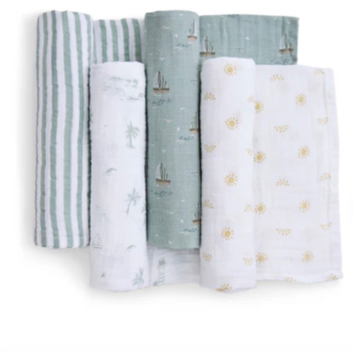 aden + anais Organic Cotton Muslin Swaddles in Sailing Seas 4 Pack