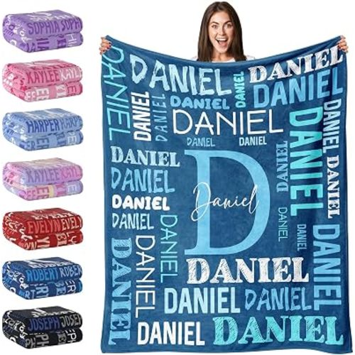 Custom Name Blanket, Personalized Blankets and Throws with Name for Teen Girls Boys, Customized Flannel Blankets Gifts for Girls Kids Adult Birthday Christmas, Ships Next Day