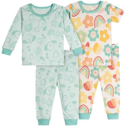 Onesies Brand Baby Girls' Baby Girls' Snug Fit 4-piece Pajama Set