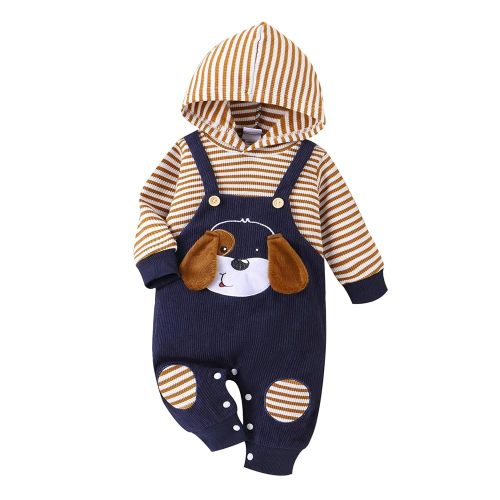 Baby Boy Clothes Newborn Hoodie Romper Fall Winter One-piece Outfit Infant Cute Cartoon Clothing Set 0-18 Months