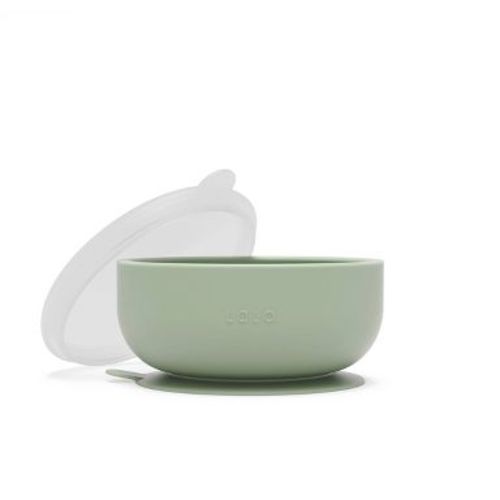 Lalo Silicone Suction Bowl with Lid - Sage