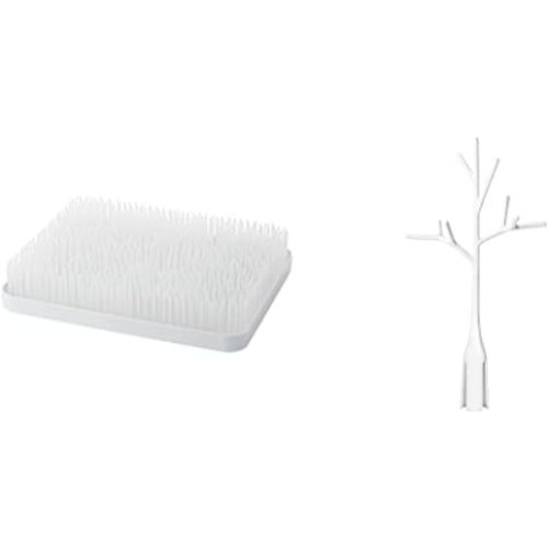 Boon Lawn Countertop Drying Rack,White, 13.5x11x2.5 Inch (Pack of 1) & Twig Grass and Lawn Drying Rack Accessory, White