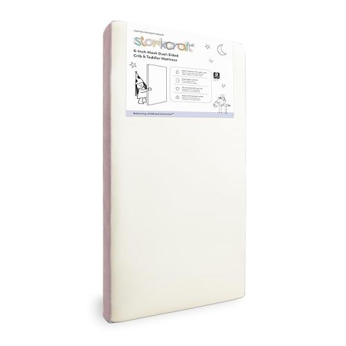 Storkcraft 6-Inch Mesh Grow-with-Me Crib & Toddler Mattress – GREENGUARD Gold Certified, Dual-Sided Mattress for Baby Cribs & Toddler Beds with Premium Mesh, Machine-Washable Cover, Made in The USA