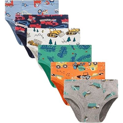 Boboking 100% Cotton Little Boys Briefs Soft Dinosaur Truck Toddler Underwear