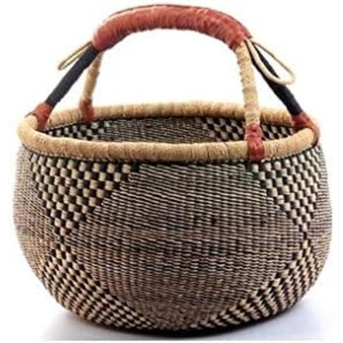 Large African Bolga Basket | Ghana Black 14"-16" Across