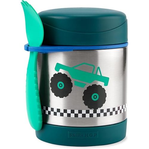 Skip Hop Insulated Baby Food Jar, Sparks Truck, Stainless Steel, Holds 11oz