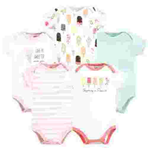 Touched by Nature Unisex Baby Organic Cotton Bodysuits, Popsicle, 0-3 Months