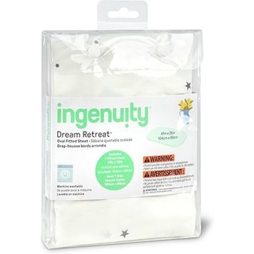 Ingenuity Dream Retreat Oval Fitted Replacement Sheet, fits Dream Retrat Portable Sleep Solution, Machine-Washable, Neutral