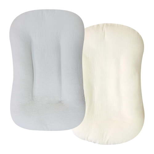 BINGLI Muslin Baby Lounger Pack Organic Cotton Removable Slipcover for Baby Padded Lounger Floor Seat Cover for Boys Girls