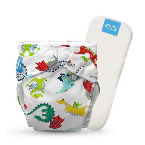 Charlie Banana Baby Washable Reusable Cloth Diapers One-Size Multicolor Mr Dragon - 1 Pack - 0.44 lb