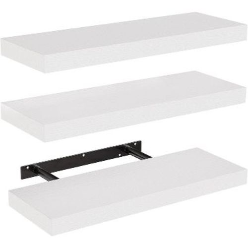 AMADA HOMEFFING 3 PCS Floating Shelf Set in White, Wall Shelves with Hidden Brackets, Floating Wall Shelves, Suitable for Bedrooms, Bathrooms, White