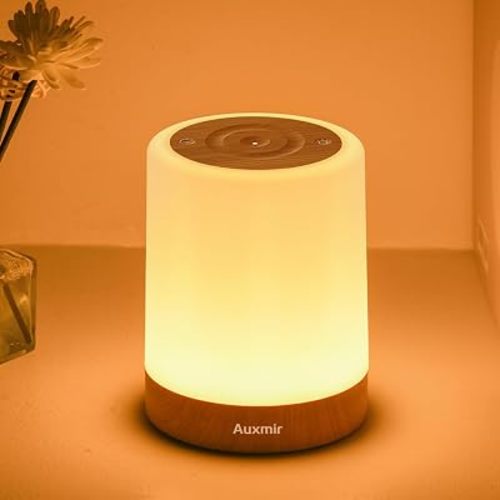 Auxmir Nursery Night Light for Baby, Rechargeable Touch Lamp for Breastfeeding & Diaper Changes, 256 RGB Colors 5 Brightness Levels, 1/2/3H Timer, Portable Bedside Night Light for Kids Bedroom, Brown