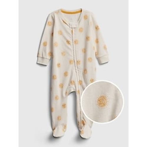 Baby 100% Organic Cotton Sun Graphic One-Piece in ivory frost, size: 6-9 M