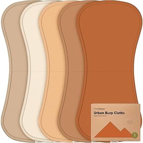 Organic Burp Cloths Baby Boy & Girl - 5-Pack Super Absorbent Cotton Burping Cloths for Babies, Soft & Plush Newborn Spit Up Rags, Infant Towels for Milk Spit Up, Unisex, Large 21" x 10" (Terracotta)