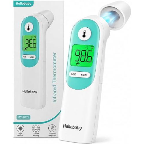 Hellobaby 3‑in‑1 Baby Thermometer, Ear & Forehead with Age‑Adjusted Alert
