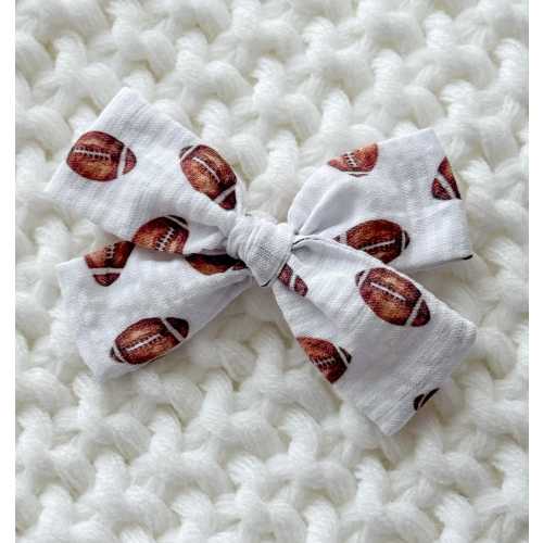 Footbal Nylon Baby Bow Headband, Fall Girl Bow, Baby Girl Headband, Football Baby Bow, Soft Newborn Bow, Muslin Baby Bow, Newborn Girl Gift