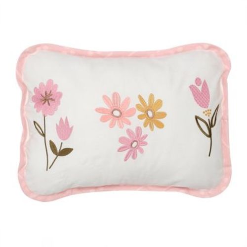 Lambs & Ivy Little Garden Luxury Embroidered Floral Decorative Throw Pillow