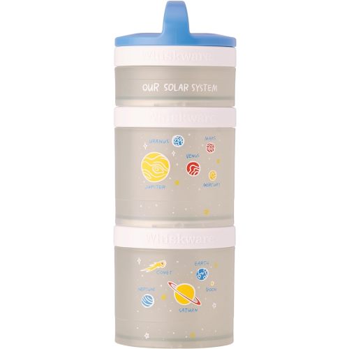 Whiskware Stackable Snack Containers for Kids and Toddlers, 3 Stackable Snack Cups for School and Travel, Our Solar System(Pack of 1)