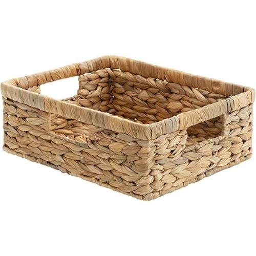 StorageWorks Pantry Baskets, Wicker Storage Baskets for Organizing, Shelves, Pantry Organizers and Storage, Water Hyacinth, 13"L x 10¼"W x 4 ¾"H