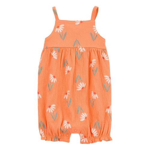 Baby Girl Carter's Orange Floral Tank Romper