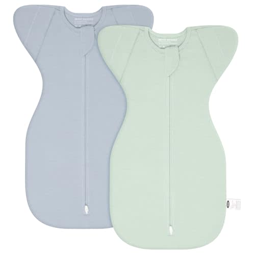 MEXXI Swaddle Baby Sleep Sack With Arms Up, 2 Pack Baby Transitional Swaddle with Double Zipper,0.5 TOG