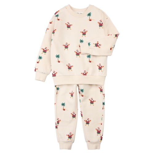 Hawaiian Santa Print French Terry Sweatshirt & Joggers Set, 9M