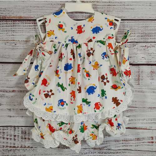 Vintage Pinafore Bottoms Set / Toddler Dress Matching Bloomers / Baby Dress / Infant Dress Shorts / 18M 18 Months 24M 24 Months 2T