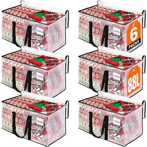 Heavy Duty Clear Moving Bags with Reinforced Handle and Double Zipper, Storage Totes, Packing Bags Alternative to Moving Essential and Supplies Box, Clear, Large, 6 Packs