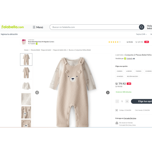 CARTERS
|
Conjunto 2 Piezas Bebé Niño