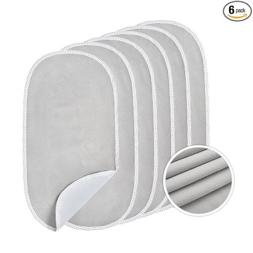 TILLYOU Waterproof Changing Pad Liners 6 Pack, 100% Cotton Reusable Cloth Diaper Liners, Gray