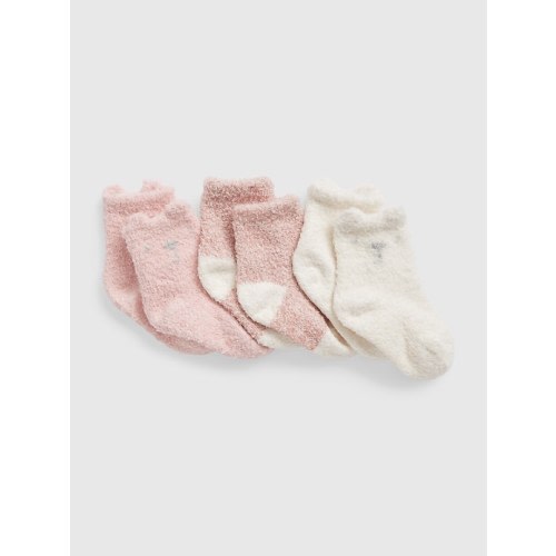 Baby Cozy Bear Socks (3-Pack) in pink standard