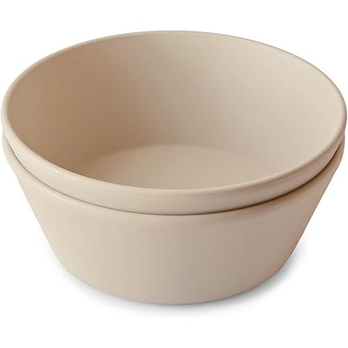 mushie Round Dinnerware Bowls for Kids | Made in Denmark, Set of 2 (Vanilla)